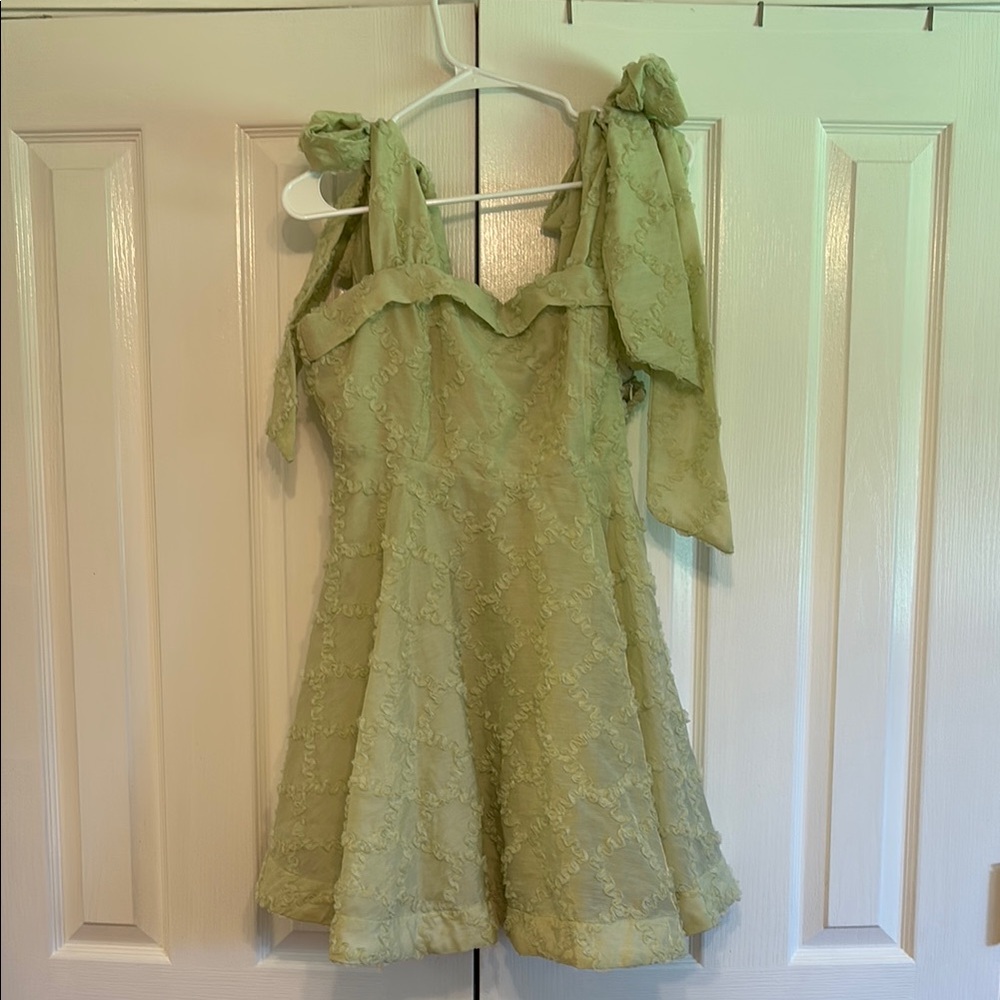 Chic Light Green Lace Mini Dress